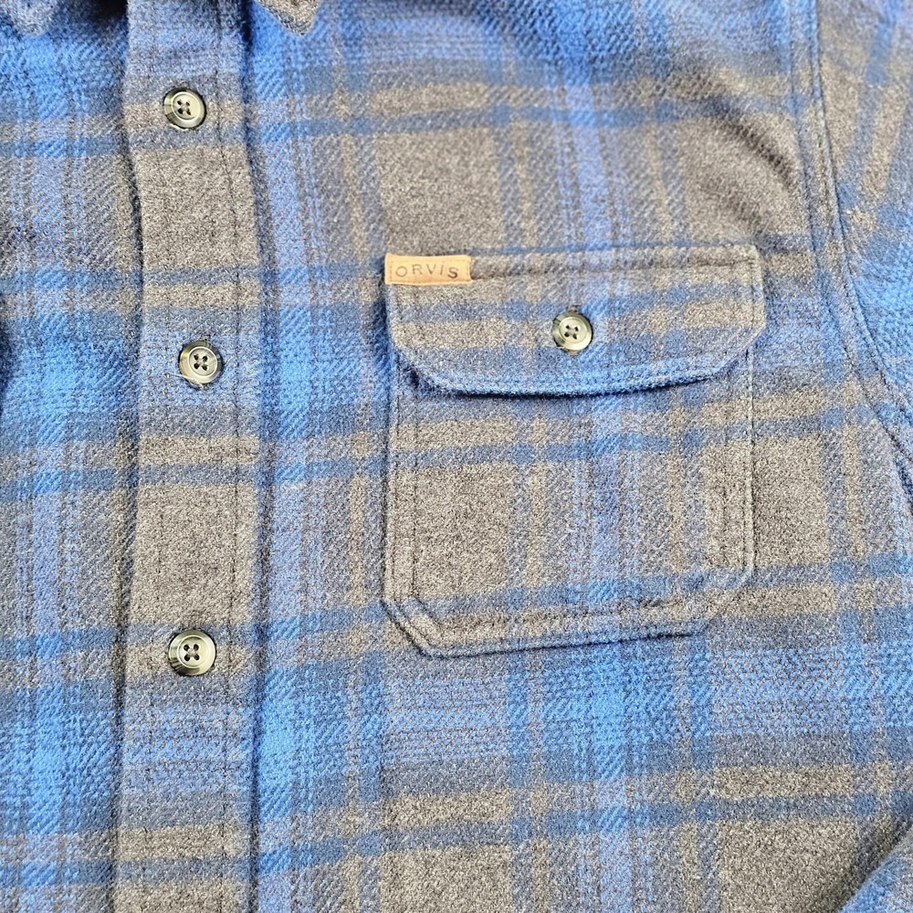 Orvis Shirts Mens Large Lot 2 Blue Plaid Flannel Long Sleeve Button Up Outdoor - Picture 6 of 14